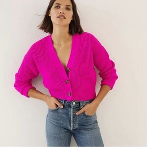 Maeve by Anthropologie Sunny Cropped Cardigan Sweater Pink